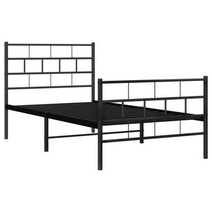 Estrutura de cama com cabeceira e pés 75x190 cm metal preto