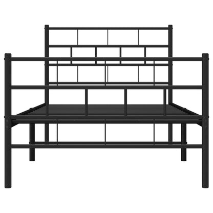 Estrutura de cama com cabeceira e pés 75x190 cm metal preto