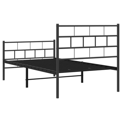 Estrutura de cama com cabeceira e pés 75x190 cm metal preto