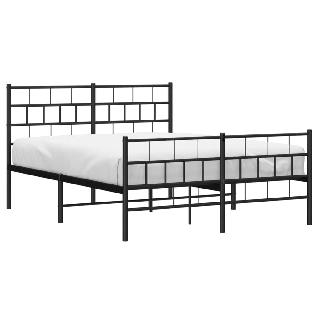 Estrutura de cama com cabeceira e pés 120x190 cm metal preto