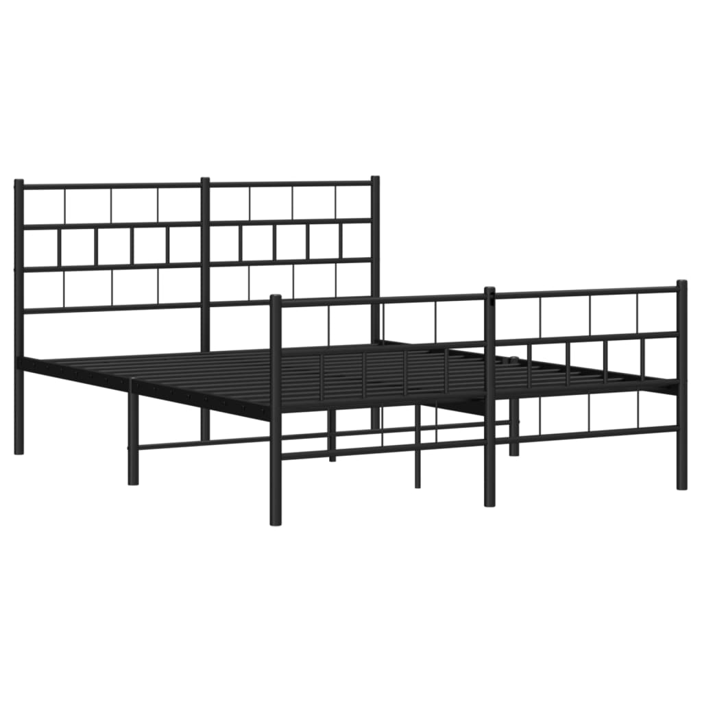 Estrutura de cama com cabeceira e pés 120x190 cm metal preto