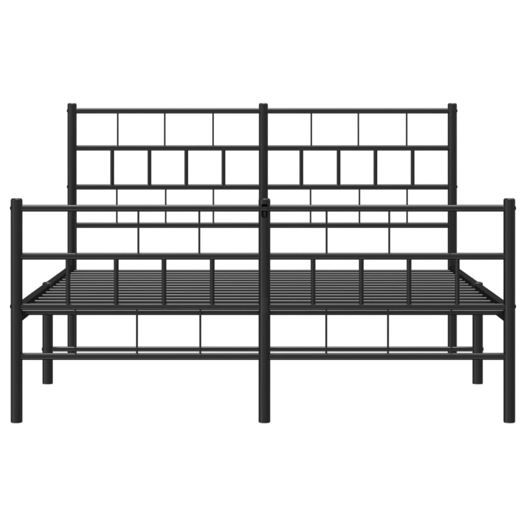 Estrutura de cama com cabeceira e pés 120x190 cm metal preto