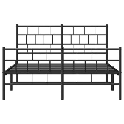 Estrutura de cama com cabeceira e pés 120x190 cm metal preto