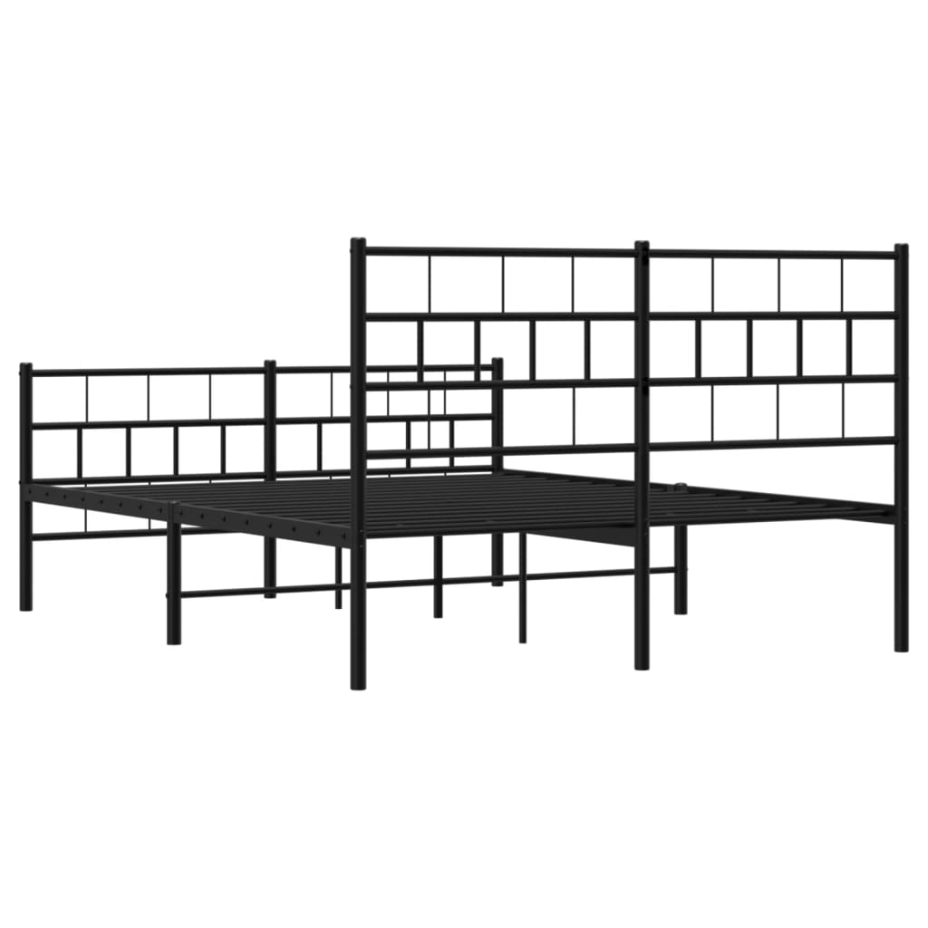 Estrutura de cama com cabeceira e pés 120x190 cm metal preto