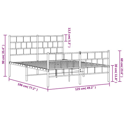 Estrutura de cama com cabeceira e pés 120x190 cm metal preto