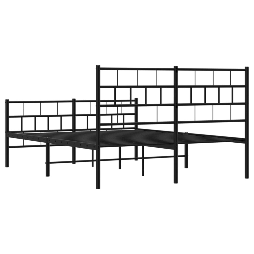 Estrutura de cama com cabeceira e pés 120x200 cm metal preto