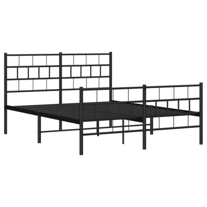 Estrutura de cama com cabeceira e pés 135x190 cm metal preto