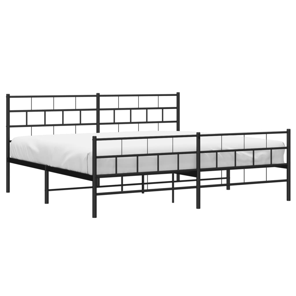 Estrutura de cama com cabeceira e pés 183x213 cm metal preto