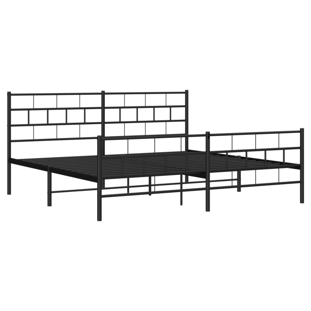 Estrutura de cama com cabeceira e pés 183x213 cm metal preto