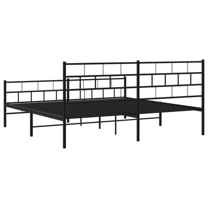 Estrutura de cama com cabeceira e pés 183x213 cm metal preto