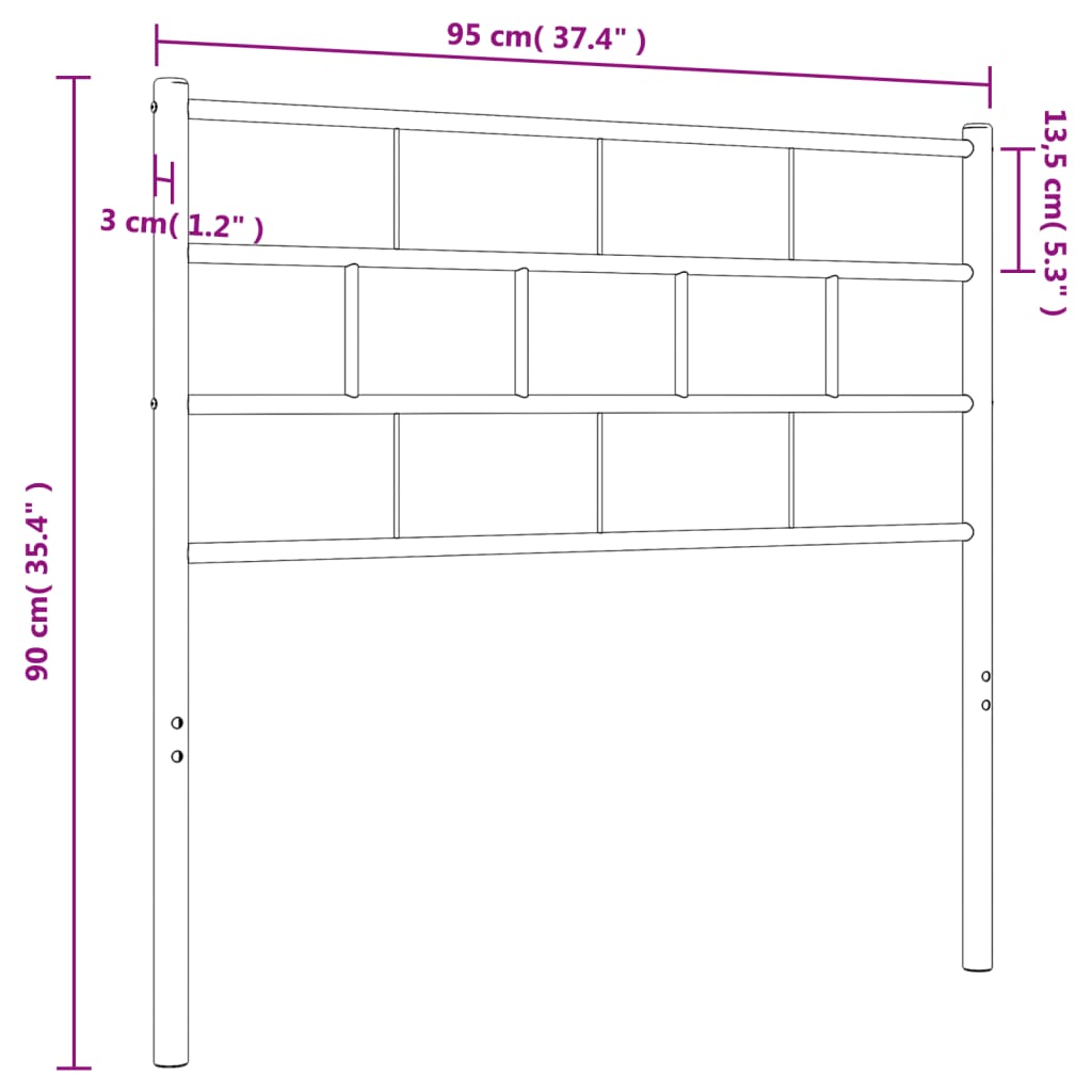 Cabeceira de cama 90 cm metal preto