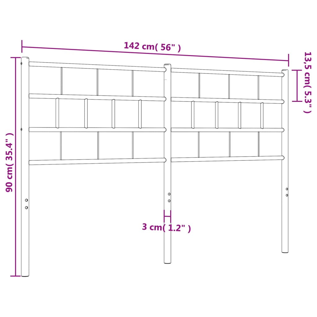 Cabeceira de cama 135 cm metal preto