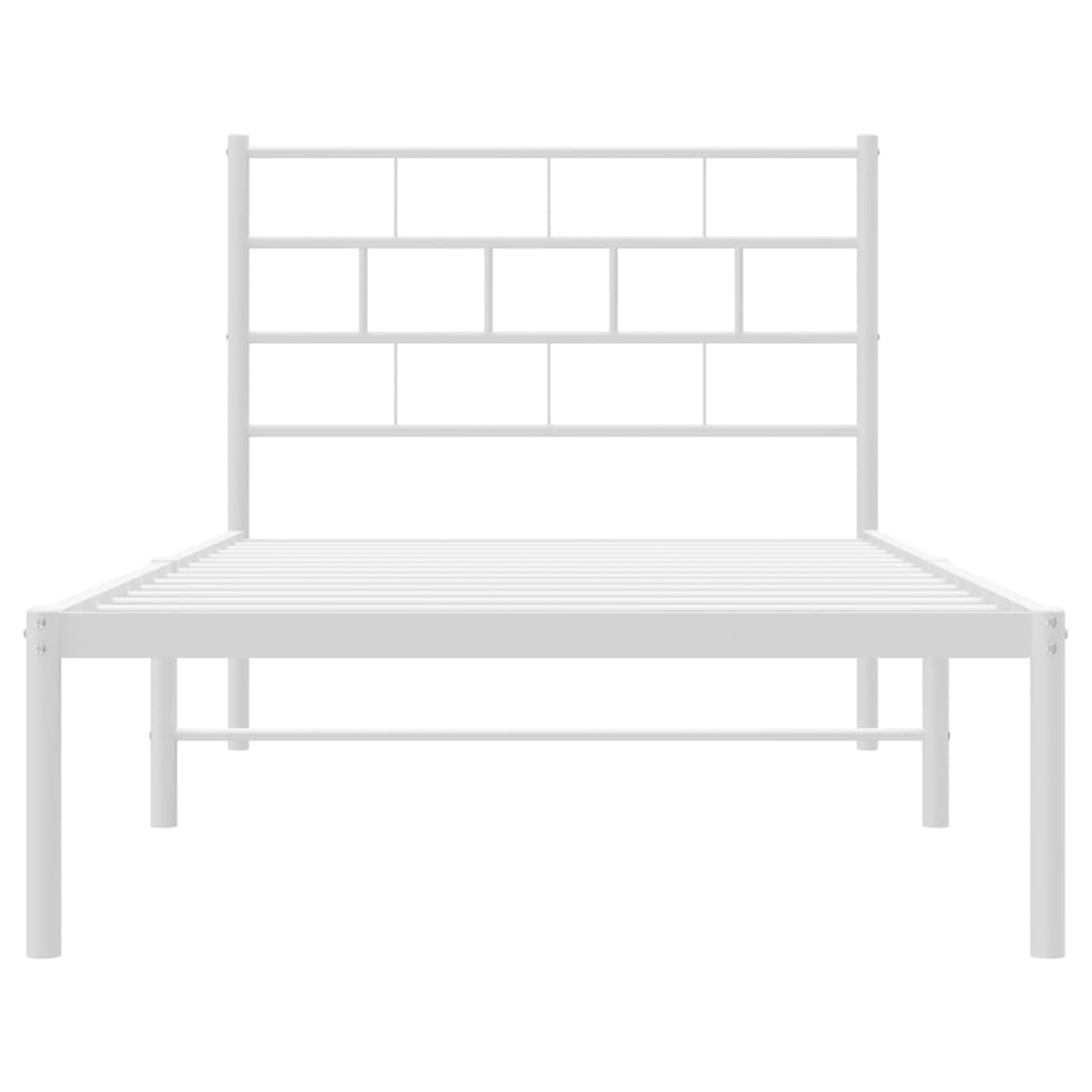 Estrutura de cama com cabeceira 90x190 cm metal branco