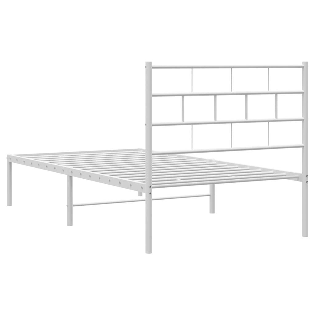 Estrutura de cama com cabeceira 90x190 cm metal branco