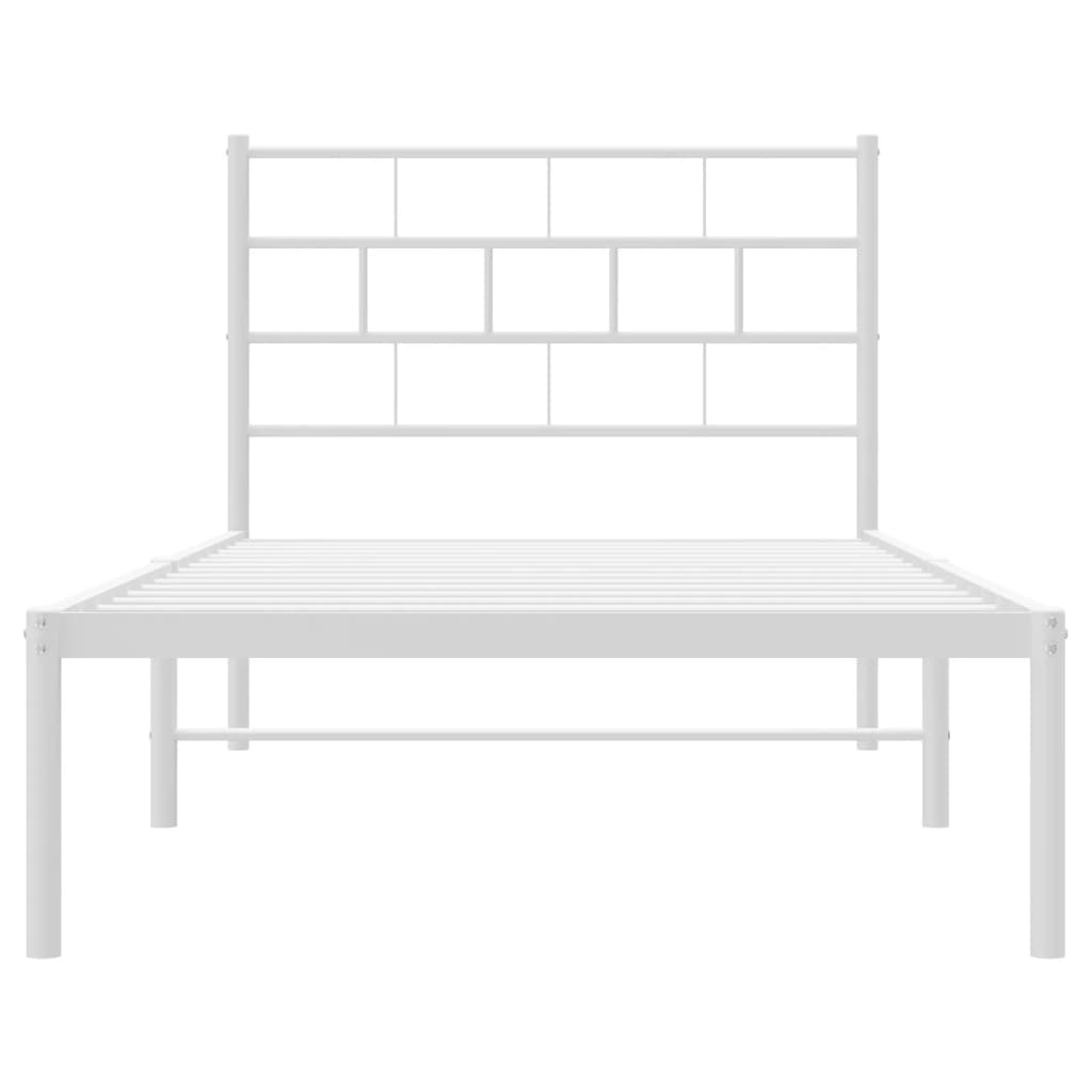 Estrutura de cama com cabeceira 100x190 cm metal branco