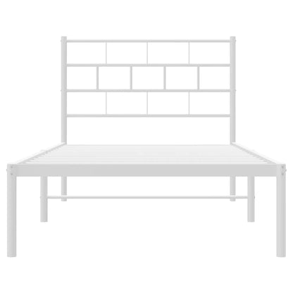 Estrutura de cama com cabeceira 100x190 cm metal branco