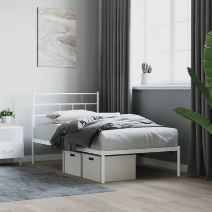 Estrutura de cama com cabeceira 100x190 cm metal branco