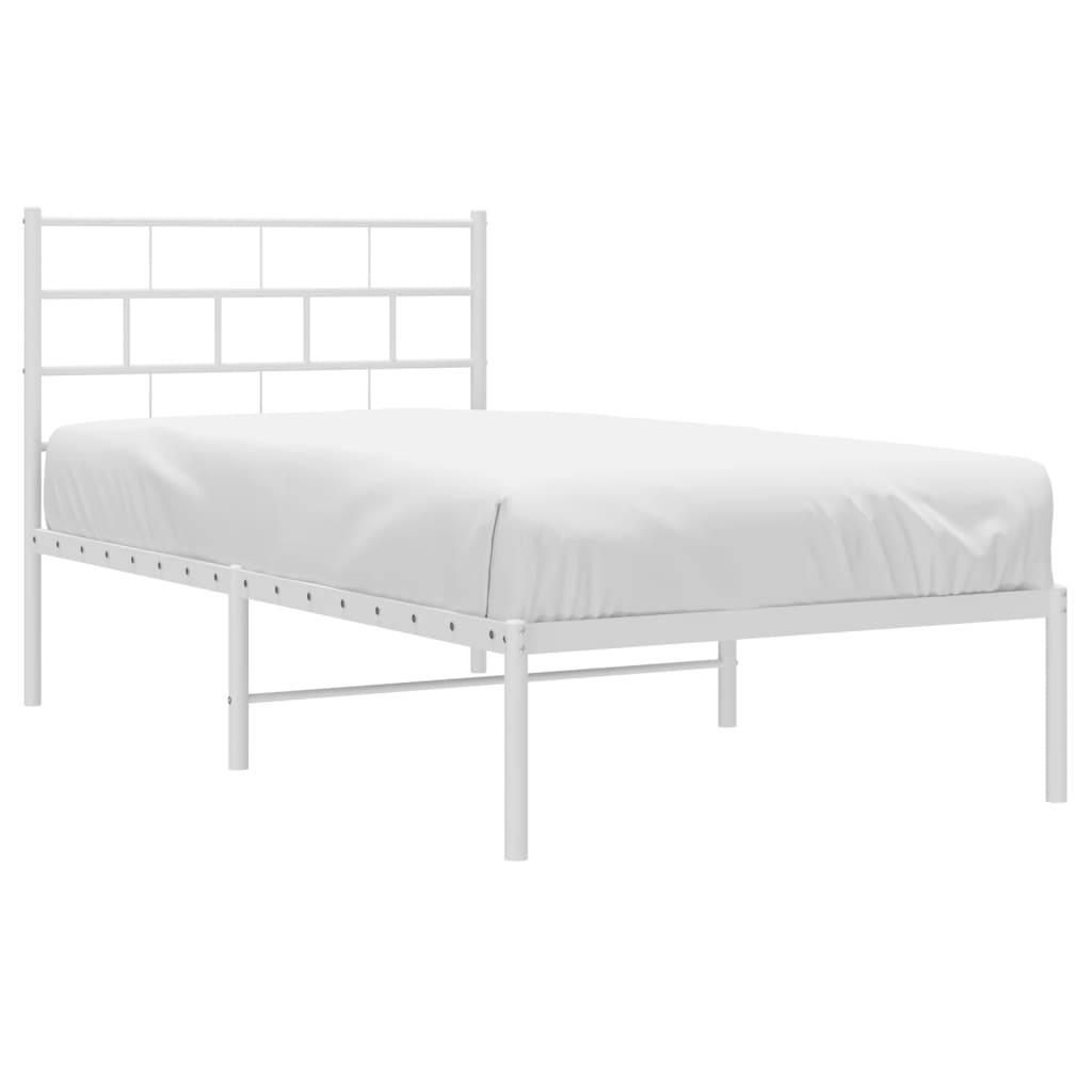 Estrutura de cama em metal com cabeceira 107x203 cm branco