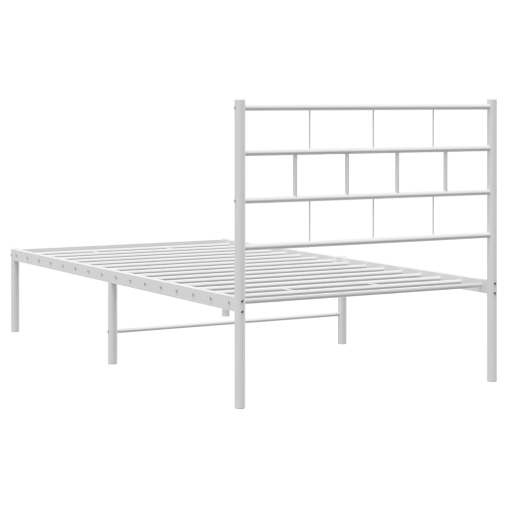 Estrutura de cama em metal com cabeceira 107x203 cm branco