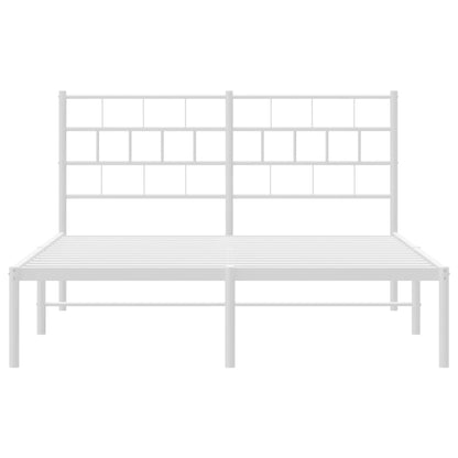 Estrutura de cama com cabeceira 135x190 cm metal branco