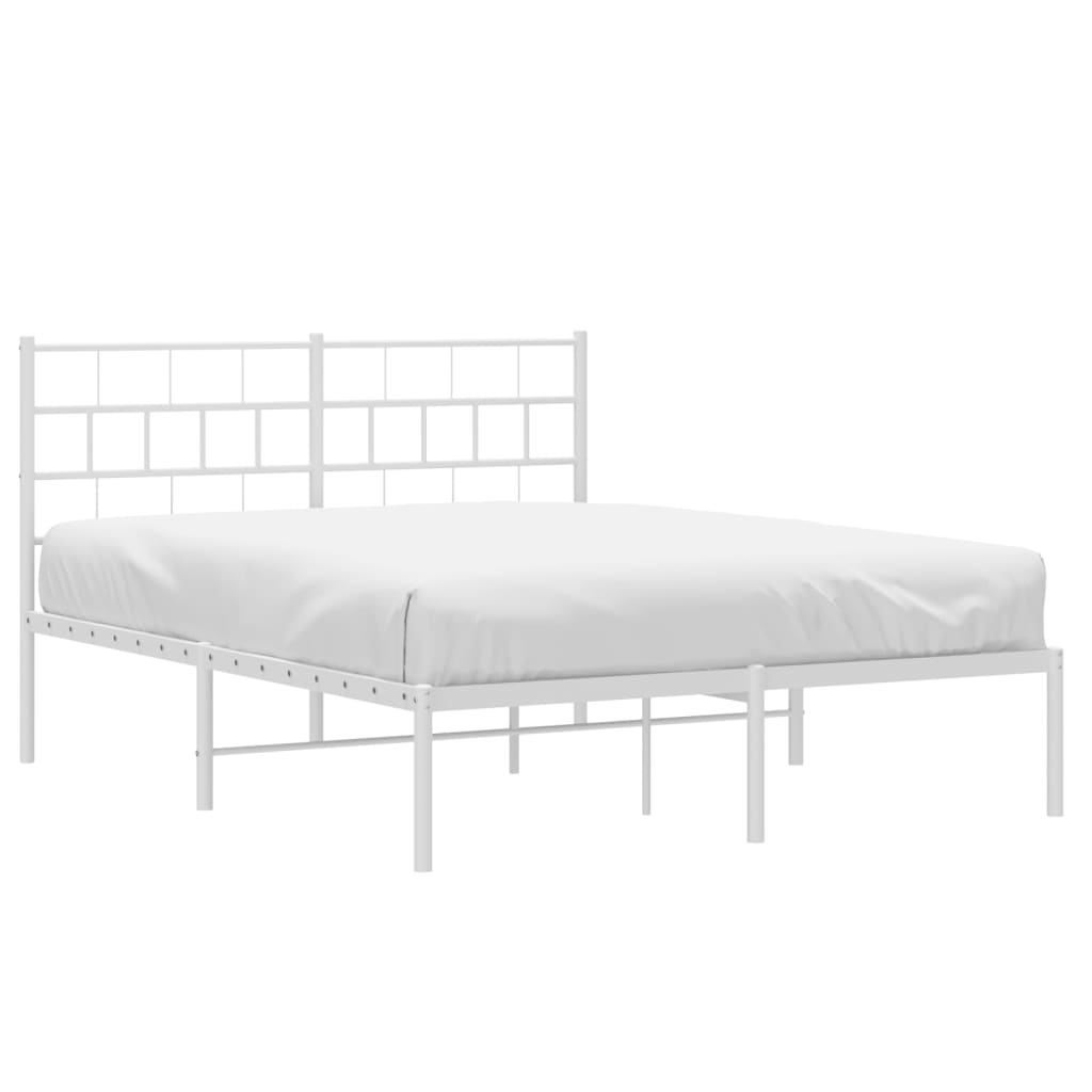 Estrutura de cama com cabeceira 140x190 cm metal branco