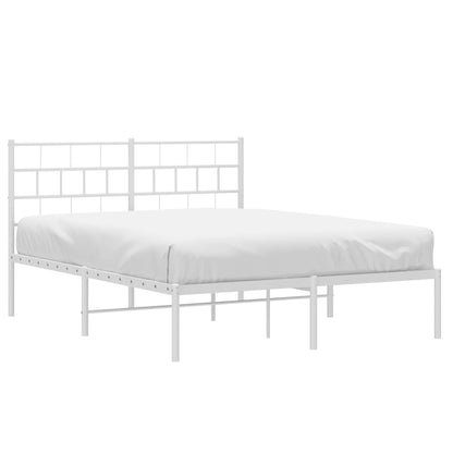 Estrutura de cama com cabeceira 140x190 cm metal branco