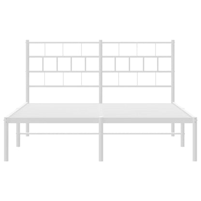 Estrutura de cama com cabeceira 160x200 cm metal branco