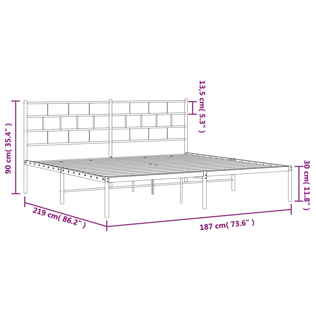 Estrutura de cama com cabeceira 183x213 cm metal branco