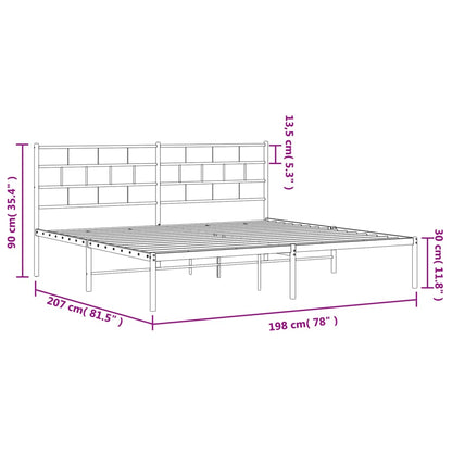 Estrutura de cama com cabeceira 193x203 cm metal branco