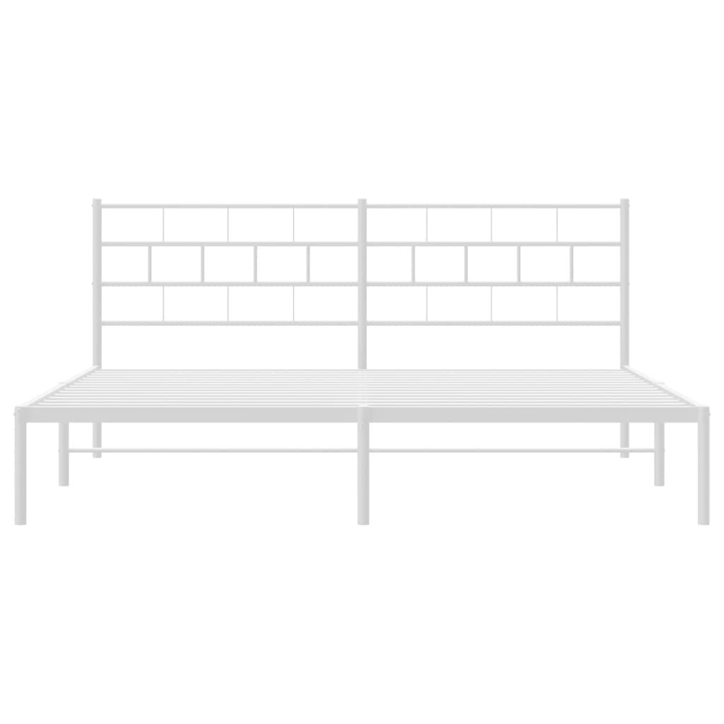 Estrutura de cama com cabeceira 200x200 cm metal branco