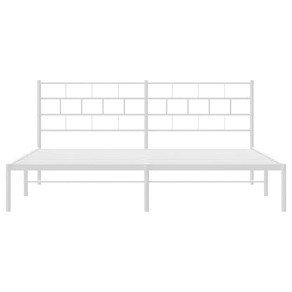 Estrutura de cama com cabeceira 200x200 cm metal branco