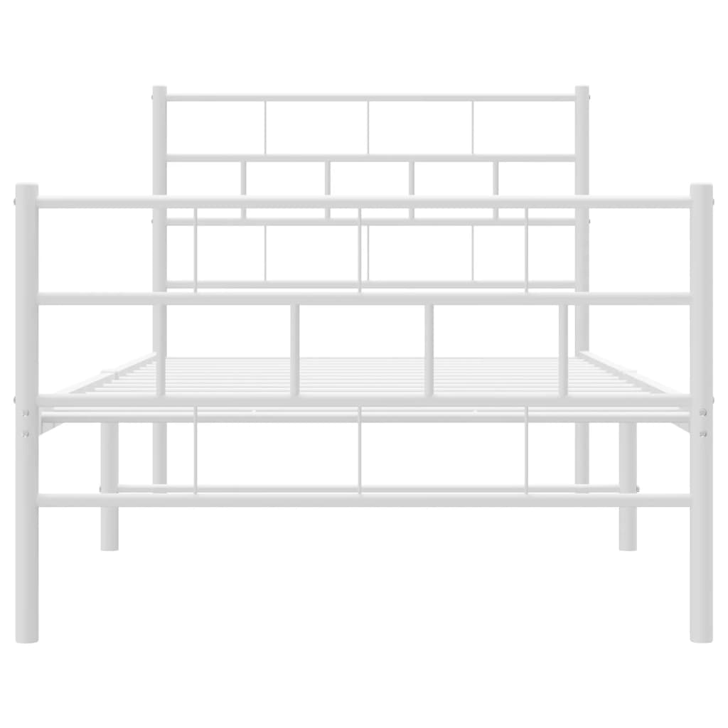 Estrutura de cama com cabeceira e pés 75x190 cm metal branco