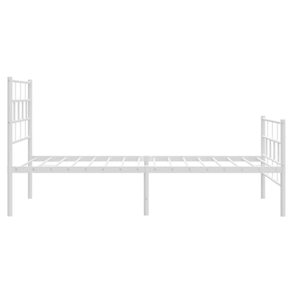 Estrutura de cama com cabeceira e pés 75x190 cm metal branco