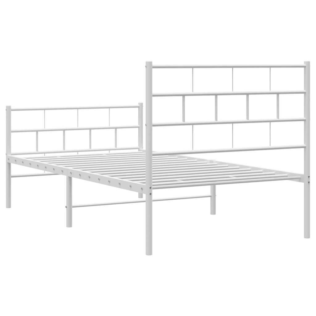 Estrutura de cama com cabeceira e pés 75x190 cm metal branco