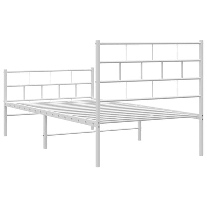 Estrutura de cama com cabeceira e pés 75x190 cm metal branco