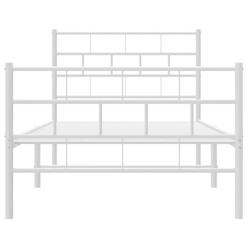 Estrutura de cama com cabeceira e pés 90x190 cm metal branco