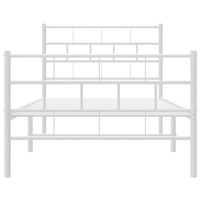 Estrutura de cama com cabeceira e pés 90x190 cm metal branco