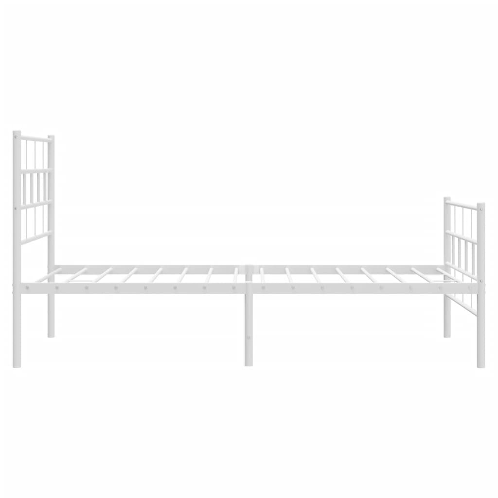 Estrutura de cama com cabeceira e pés 90x190 cm metal branco