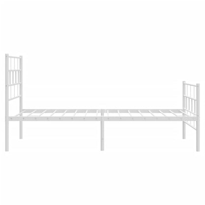 Estrutura de cama com cabeceira e pés 90x190 cm metal branco