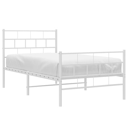 Estrutura de cama com cabeceira e pés 90x200 cm metal branco