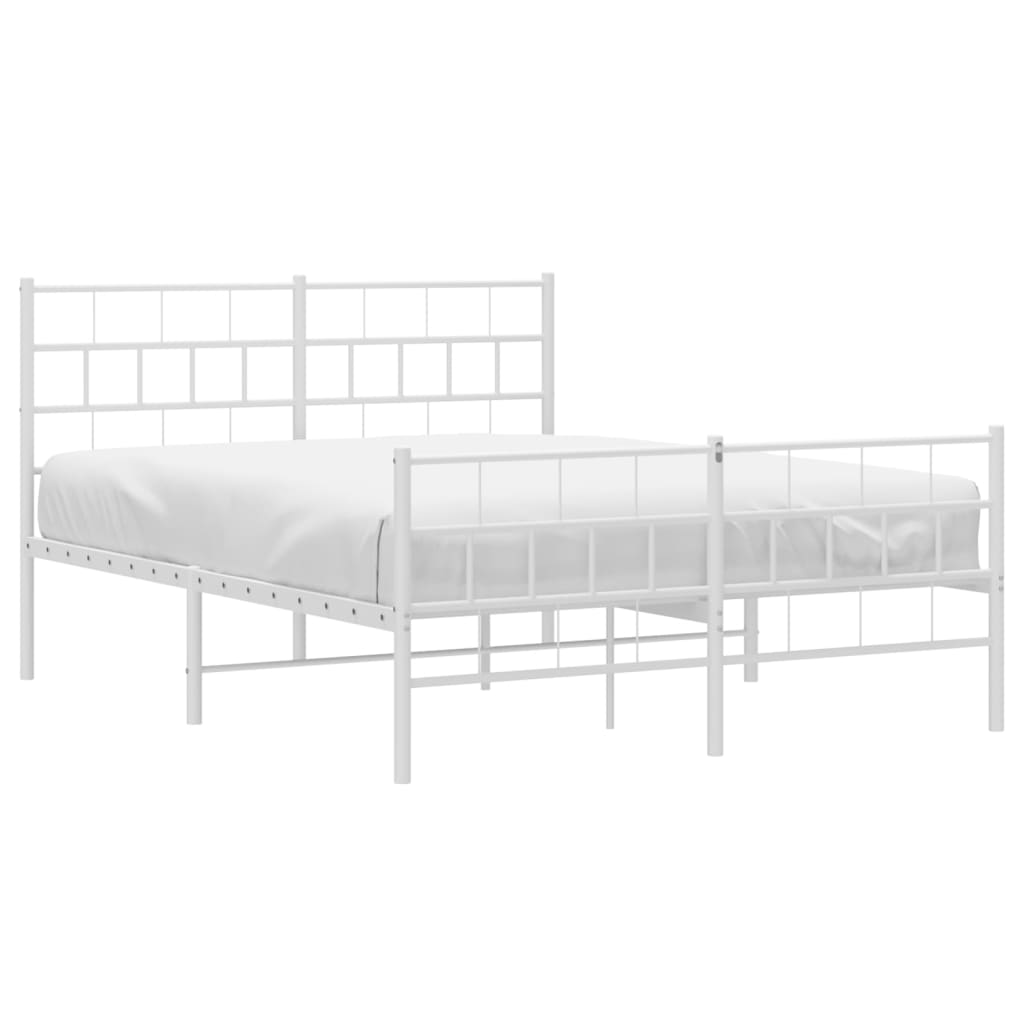 Estrutura de cama com cabeceira e pés 120x190 cm metal branco