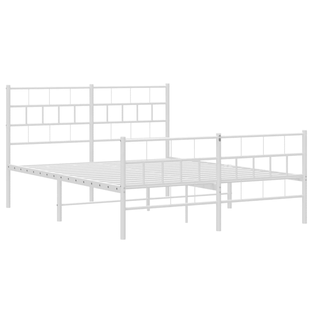 Estrutura de cama com cabeceira e pés 120x190 cm metal branco