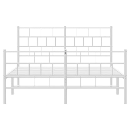 Estrutura de cama com cabeceira e pés 120x190 cm metal branco