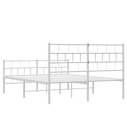 Estrutura de cama com cabeceira e pés 120x190 cm metal branco