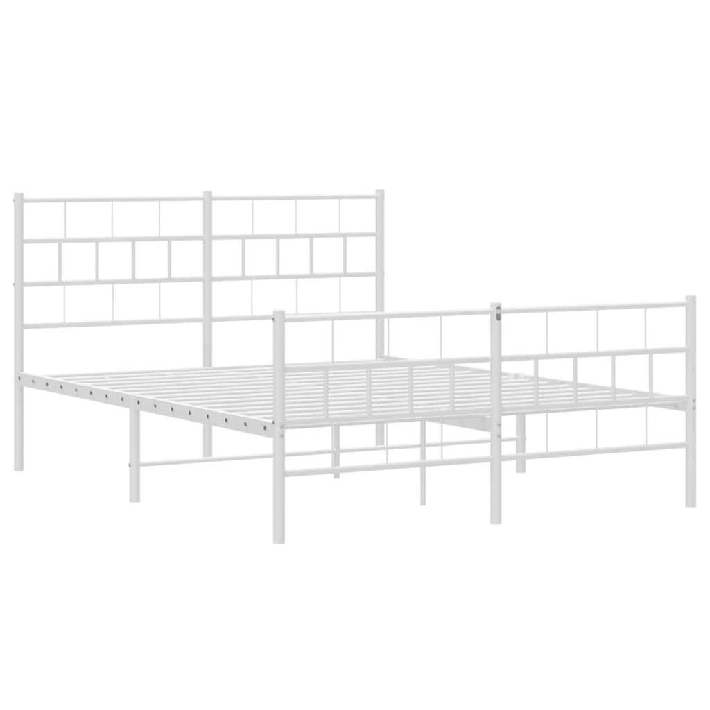 Estrutura de cama com cabeceira e pés 120x200 cm metal branco