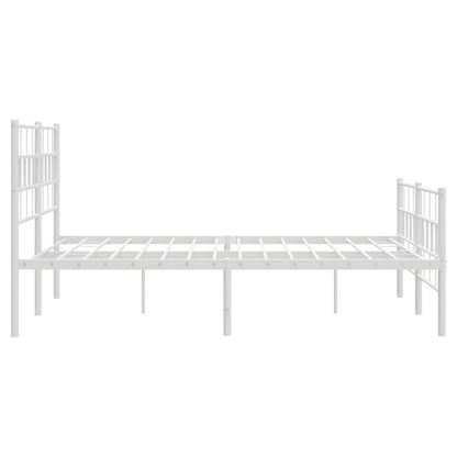 Estrutura de cama com cabeceira e pés 120x200 cm metal branco