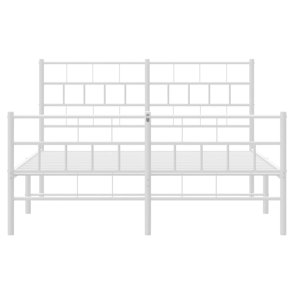 Estrutura de cama com cabeceira e pés 135x190 cm metal branco