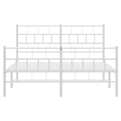 Estrutura de cama com cabeceira e pés 135x190 cm metal branco