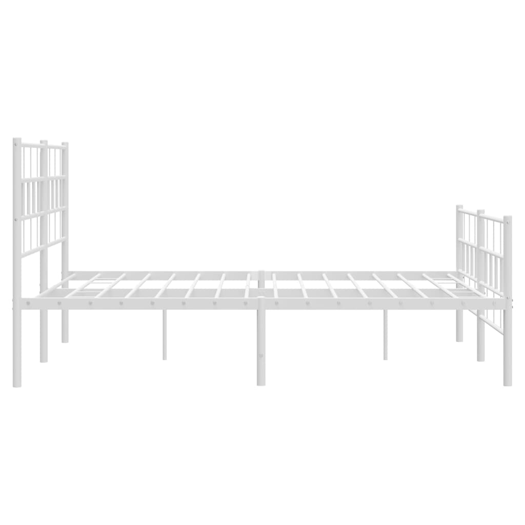 Estrutura de cama com cabeceira e pés 135x190 cm metal branco