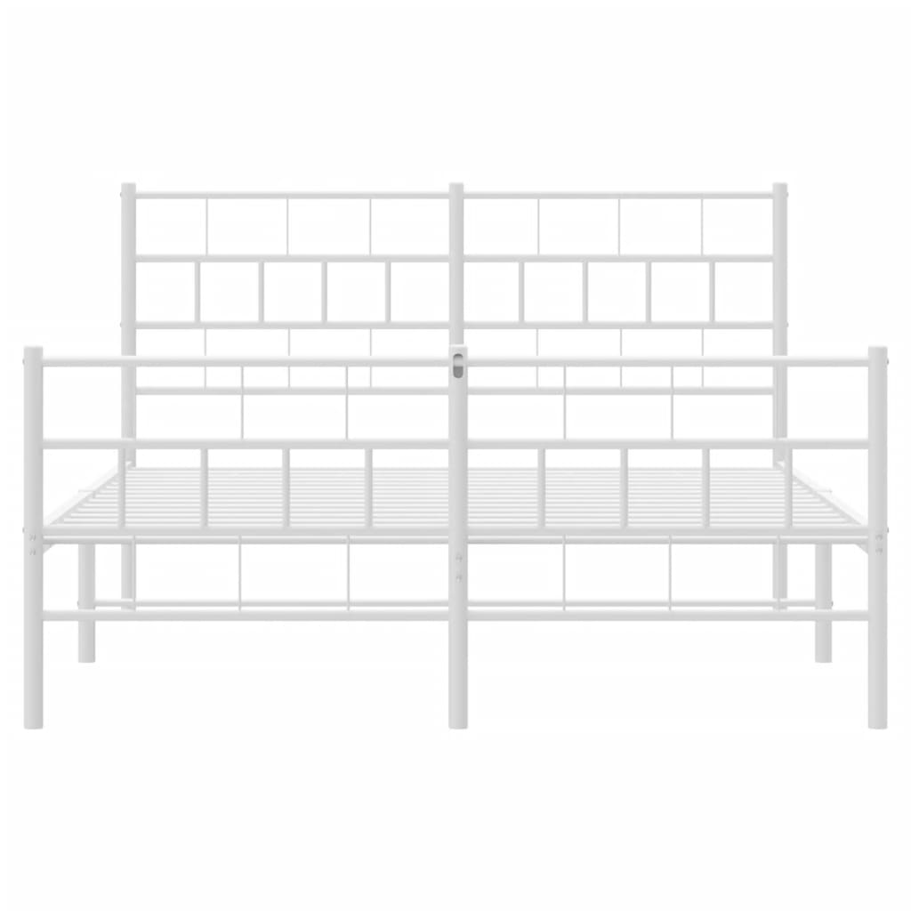 Estrutura de cama com cabeceira e pés 140x190 cm metal branco